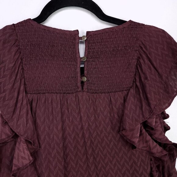 Anthropologie Meadow Rue Blouse Women Size 10 Ruffle Texture Top Romantic Modern - Picture 6 of 12